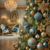 Creating Layers of Luxury: A Festive Blend of Regal Blues, Greens and Golds.