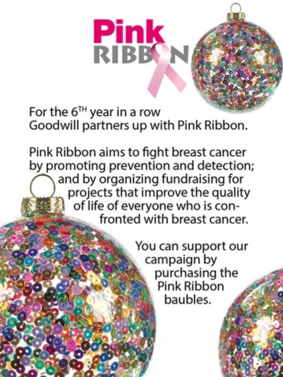 Pink Ribbon Breast Cancer Christmas Bauble