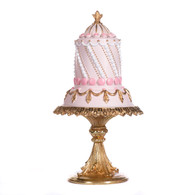 CAKE/PIE ON STAND TT PNK/GLD 33CM