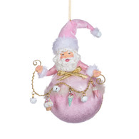  SANTA BALL W/DANGL.CANDY ORN PNK 17CM