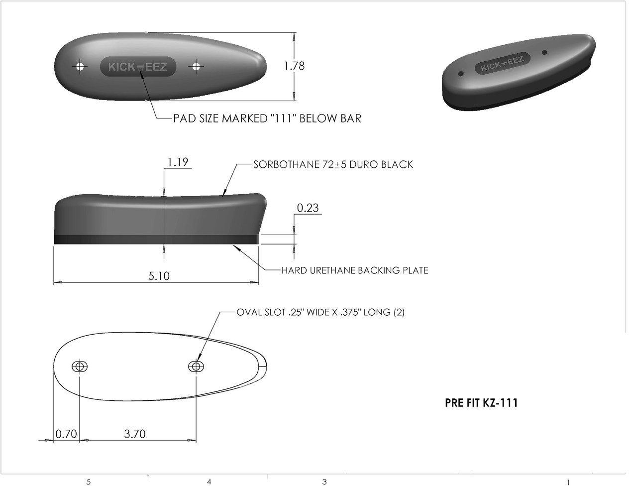 KICK-EEZ PRE-FIT KZ 111 Recoil Pad - Perfect Fitting for Maximum