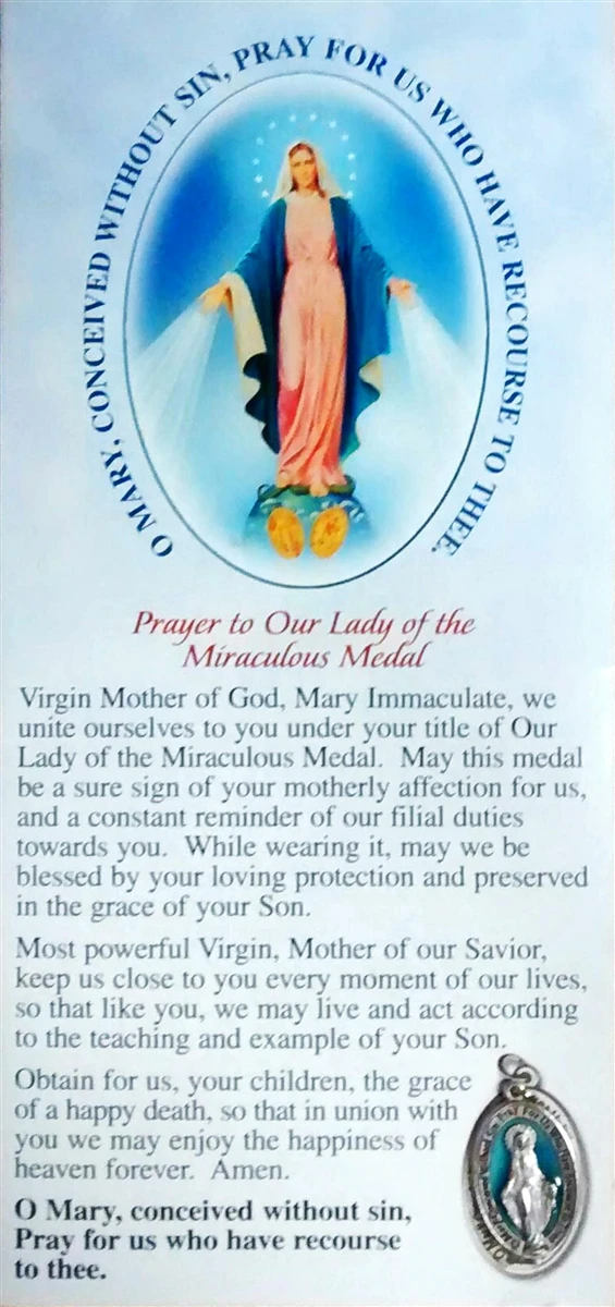 Prayer to Our Lady of the Miraculous Medal Pamphlet with Miraculous Medal