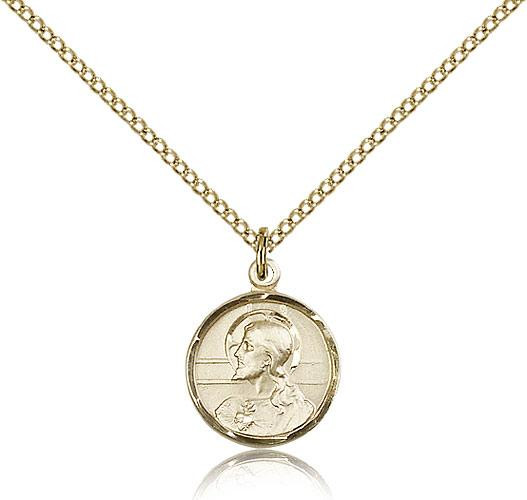 Gold Filled Scapular Pendant, Gold Filled Lite Curb Chain, 5/8