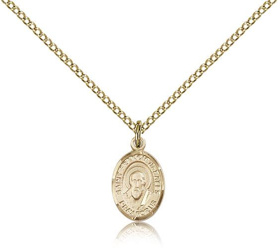 Gold Filled Francis de Sales Pendant, Gold Filled Lite Curb