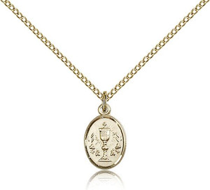 Gold Filled Chalice Pendant, Gold Filled Lite Curb Chain, 1/2" x 3/8" Gold Filled Chalice Pendant, Gold Filled Lite Curb Chain, 1/2" x 3/8"