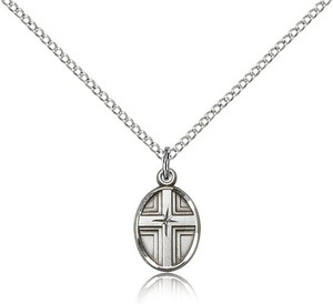 Sterling Silver Cross Pendant, Lite Curb Chain, 1/2" x 3/8" Sterling Silver Cross Pendant, Lite Curb Chain, 1/2" x 3/8"