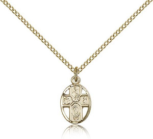 Gold Filled 5-Way Pendant, Gold Filled Lite Curb Chain, 1/2" x 3/8" Gold Filled 5-Way Pendant, Gold Filled Lite Curb Chain, 1/2" x 3/8"