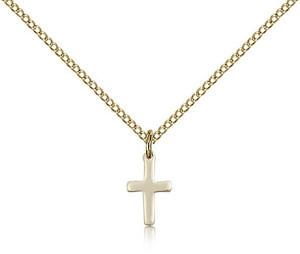 Gold Filled Cross Pendant, Gold Filled Lite Curb Chain, 3/8" x 1/4" Gold Filled Cross Pendant, Gold Filled Lite Curb Chain, 3/8" x 1/4"