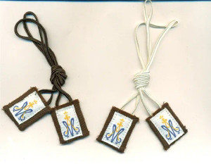 E: Child's White Cord Brown Scapular E: Child's White Cord Brown Scapular
