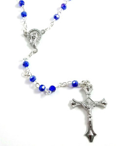 Children's Blue Crystal Aurora Borealis Bead Rosary