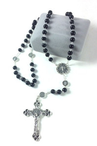 Saint Benedict Black Glass Bead Rosary Saint Benedict Black Glass Bead Rosary