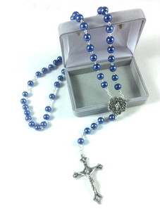 Blue Glass Bead Miraculous Rosary 99023705