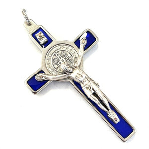 Blue Enamel Saint Benedict Crucifix Blue Enamel Saint Benedict Crucifix