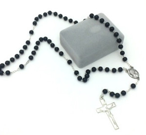 Black Wood Rosary with Silver Crucifix Black Wood Rosary with Silver Crucifix