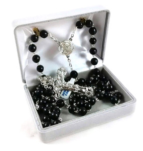 Silver Plated Genuine Black Cocoa Bead Rosary Silver Plated Genuine Black Cocoa Bead Rosary