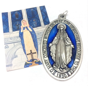 4 inch Blue Enamel Miraculous Medal 4 inch Blue Enamel Miraculous Medal