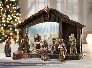 Eleven-Piece Nativity Set with Lighted Stable D3039 Eleven-Piece Nativity Set with Lighted Stable D3039