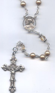 Sterling Silver Vintage Gold Swarvolski Crystal Bead Rosary Sterling Silver Vintage Gold Swarvolski Crystal Bead Rosary
