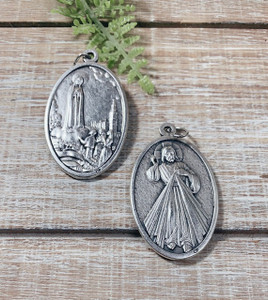 Large Double Sided Our Lady of Fatima/Divine Mercy Medal Large Double Sided Our Lady of Fatima/Divine Mercy Medal