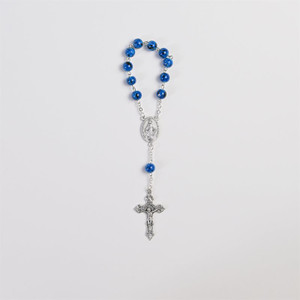 Blue Glass Bead One Decade Rosary