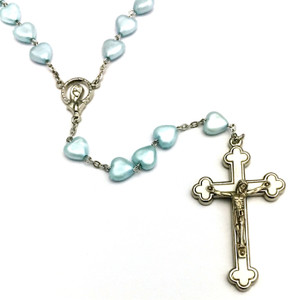 Blue Heart Shaped Bead Rosary Blue Heart Shaped Bead Rosary