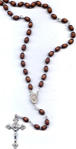 Oval Large Genuine Wood Bead Rosary Oval Large Genuine Wood Bead Rosary