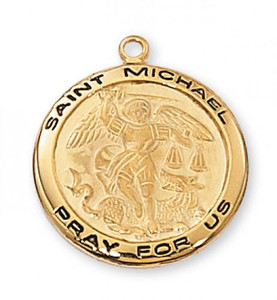Saint Michael - 2.0cm 18Kt Gold Over Sterling Silver Medal or Sterling Silver Saint Michael - 2.0cm 18Kt Gold Over Sterling Silver Medal or Sterling Silver