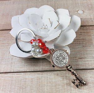 Saint Benedict Bead Key shaped Keychain Saint Benedict Bead Key shaped Keychain