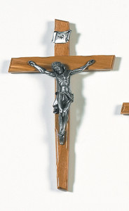 9.5" Olive Wood Crucifix, 4.5" Pewter Corpus 9.5" Olive Wood Crucifix, 4.5" Pewter Corpus