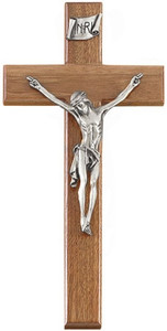 12" Walnut Crucifix, 5.5" Antique Pewter Finish Corpus 12" Walnut Crucifix, 5.5" Antique Pewter Finish Corpus