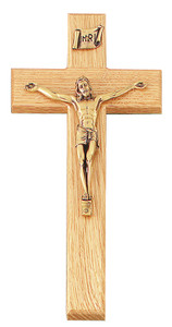 10" Oak Crucifix, 4.5" Antique Gold Finish Corpus 10" Oak Crucifix, 4.5" Antique Gold Finish Corpus