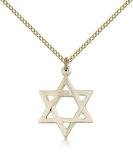 Gold Filled Star of David Pendant, Gold Filled Lite Curb Chain, 7/8" x 5/8"