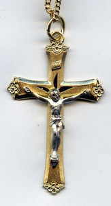 3.6cm 18kt Gold on Sterling Two Tone Crucifix 3.6cm 18kt Gold on Sterling Two Tone Crucifix