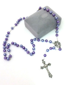 Purple Pearl Bead Rosary Purple Pearl Bead Rosary