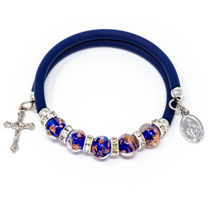 Blue Memory Wire Murano Bead Bracelet 125-16-3119 Blue Memory Wire Murano Bead Bracelet 125-16-3119