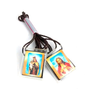 Our Lady of Mount Carmel and Sacred Heart of Jesus Small Brown Scapular Our Lady of Mount Carmel and Sacred Heart of Jesus Small Brown Scapular