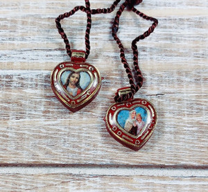 Tiny Heart Shaped Brown Scapular Tiny Heart Shaped Brown Scapular