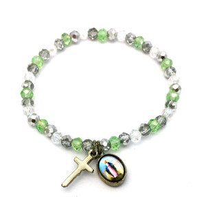Child's Our Lady of Grace Green Glass Bead Bracelet Child's Our Lady of Grace Green Glass Bead Bracelet