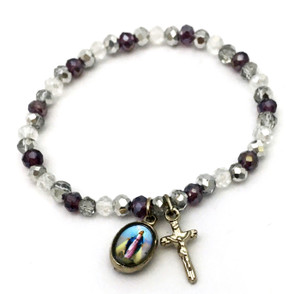 Child's Our Lady of Grace Purple Glass Bead Bracelet Child's Our Lady of Grace Purple Glass Bead Bracelet