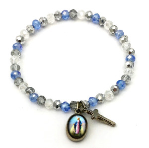 Child's Our Lady of Grace Light Blue Glass Bead Bracelet Child's Our Lady of Grace Light Blue Glass Bead Bracelet