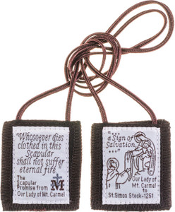 Our Lady of Mt. Carmel Brown Scapular 100% Wool without Medals Our Lady of Mt. Carmel Brown Scapular 100% Wool without Medals