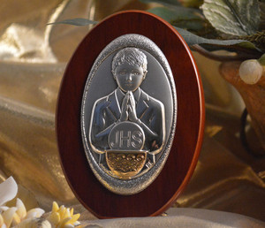 ITALIAN SILVER FIRST COMMUNION BOY STANDING ICON ITALIAN SILVER FIRST COMMUNION BOY STANDING ICON
