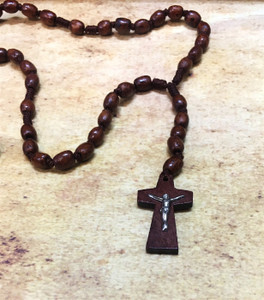 Brown Wood Bead Cord Rosary Brown Wood Bead Cord Rosary