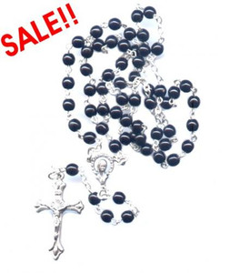 Black Glass Bead Rosary Black Glass Bead Rosary