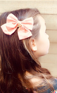 2 Pack Peach Clip-In Hair Bows with Cross Charm 2 Pack Peach Clip-In Hair Bows with Cross Charm