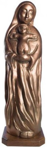 Stylized Madonna with Child Statue (16", Bronze)