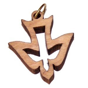 Confirmation Holy Spirit Olive Wood Pendant with Cord 9HS