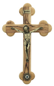 8" Olive Wood Oriental Crucifix with Relic Touched to the Tomb of Jesus 8" Olive Wood Oriental Crucifix with Relic Touched to the Tomb of Jesus