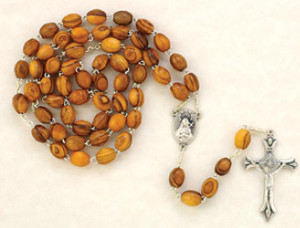 Handcrafted Olive Wood Bead Rosary from the Holy Land Handcrafted Olive Wood Bead Rosary from the Holy Land