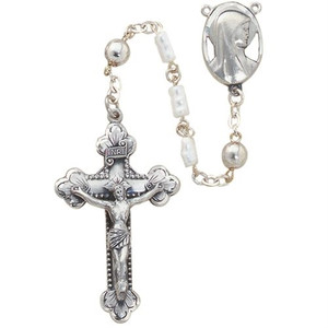 Sterling Silver Rice Pearl Rosary - SP48 Sterling Silver Rice Pearl Rosary - SP48